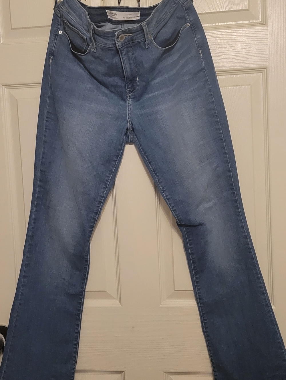 Signature by Levi Strauss Dark Blue Mid-Rise Bootcut Jeans